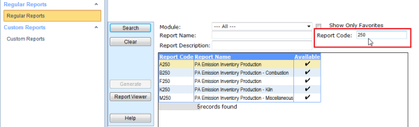 Report Code Filtering